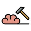 Depression hammer brain icon color outline vector Royalty Free Stock Photo