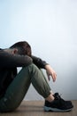 Depression man sit on floor Royalty Free Stock Photo