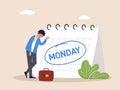 Depression or sadness worker. Monday blues, tired and fear of routine office work, sleepy and frustrated on Monday Royalty Free Stock Photo