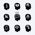 Depression, stress concept or mental health icons