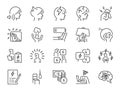 Depression and stress icon set. It included serious, angry, moody, aggressive, annoying, and more icons. Editable Vector Stroke. Royalty Free Stock Photo