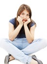 Depression teen girl cried lonely Royalty Free Stock Photo