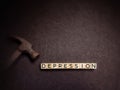 Depression text in vintage background. Stock photo. Royalty Free Stock Photo