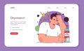 Depression web banner or landing page. Mental disorder, feeling of despair