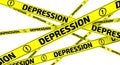 Depression. Yellow warning tapes