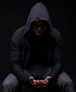 Depressive young man in hood Royalty Free Stock Photo