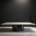 Dept of field perspective top marble table on dark background - Low key style - 3D Rendering Royalty Free Stock Photo
