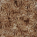 In-depth engraving on a polished metal surface. Bas - relief panels. Tille pattern. Golden shiny texture. illustration