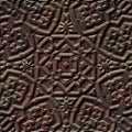 In-depth engraving on a rusty corrosion metal sheet. Casting of cast iron. Bas - relief panels. Aged iron illustration Royalty Free Stock Photo