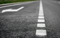 Road markings. Road with additional lane for turning right. Royalty Free Stock Photo