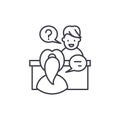 In depth interview line icon concept. In depth interview vector linear illustration, symbol, sign