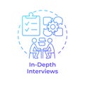In-depth interviews blue gradient concept icon