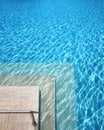 Depth Markers on Poolside Edge Showcasing Tile Texture and Reflections Under Sunlight Royalty Free Stock Photo