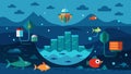 The depths of the Big Data Ocean remained a mystery with countless untapped resources waiting to be discovered.. Vector