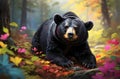 An Asiatic Black Bear in the forest