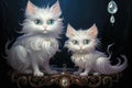 Bewitching moonstone cats, their eyes shimmering with lunar light and mystery - Generative AI