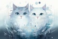 Bewitching moonstone cats, their eyes shimmering with lunar light and mystery - Generative AI