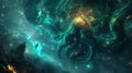 In the depths of a nebula a group of space travelers encounters a giant creature with luminous tentacles and golden eyes