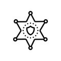 Black line icon for Deputy, sheriff and badge