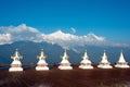 Pagoda at Meili Snow Mountain Nature Reserve. a famous landscape in Deqin, Yunnan, China. Royalty Free Stock Photo