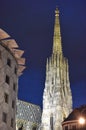 St. Stephen`s Cathedral in Vienna at night, Austria, Europe