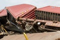 Derailed train coaches at the site of a train accident at the Ge