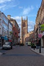 Derby Cathedral viewed looking up Irongate