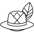 Derby Hat with Feathers and Geometric Pattern Line Art Coloring Page Vector Design Royalty Free Stock Photo