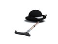 Derby hat and walking stick Royalty Free Stock Photo