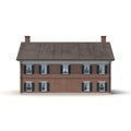 Derby House, historic colonial building on white. Rear view. 3D illustration