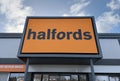 Derby UK - 29th January 2022 - Halfords Shop sign.