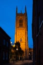 DERBY, UNITED KINGDOM - May 30, 2019: Derby Cathedral Illuminated at Night Royalty Free Stock Photo