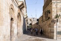 Derech Shaar HaArayot street inside the old city of Jerusalem leading from the Lion Gate in Israel