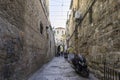 Derech Shaar HaArayot street inside the old city of Jerusalem leading from the Lion Gate in Israel Royalty Free Stock Photo