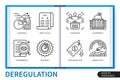 Deregulation infographics linear icons collection