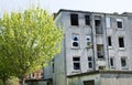 Derelict abandoned council house in poor housing crisis ghetto estate slum in North England