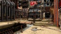 Derelict abandoned post apocalyptic city. 3D illustration