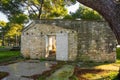 Derelict Beach Shower Block in Medulin, Croatia Royalty Free Stock Photo