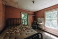 Derelict Bedroom with Bed + Chair + Sink - Abandoned Cottage - Catskill Mountains, New York