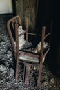 Derelict Chairs + Poop - Abandoned Creedmoor State Hospital - New York Royalty Free Stock Photo