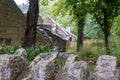 Derelict cottages at Tyneham village near Wareham in Dorset, UK. The village was abandoned during the Second World War. Royalty Free Stock Photo