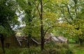 Derelict cottages at Tyneham village near Wareham in Dorset, UK. The village was abandoned during the Second World War.