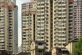 Derelict Houses and Modern Skyscrapers, Shanghai, China Royalty Free Stock Photo