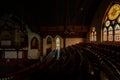 Derelict Sanctuary with Stained Glass Windows - Abandoned Church - Lowell, Massachusetts Royalty Free Stock Photo