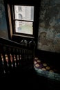 Derelict Stairwell - Abandoned Ohio State Reformatory Prison - Mansfield, Ohio Royalty Free Stock Photo