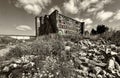 Derelict Victorian mill, with stones and wild plants in, Bradford, Yorkshire, UK Royalty Free Stock Photo