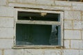 Derelict white building with rotten window Royalty Free Stock Photo