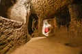 The Derinkuyu underground city is an ancient multi-level cave city in Cappadocia, Turkey. Royalty Free Stock Photo