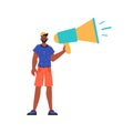 The derision is holding a bullhorn in his hand. Trendy style, Vector Illustration