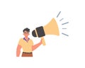 The derision is holding a bullhorn in his hand. Trendy style, Vector Illustration